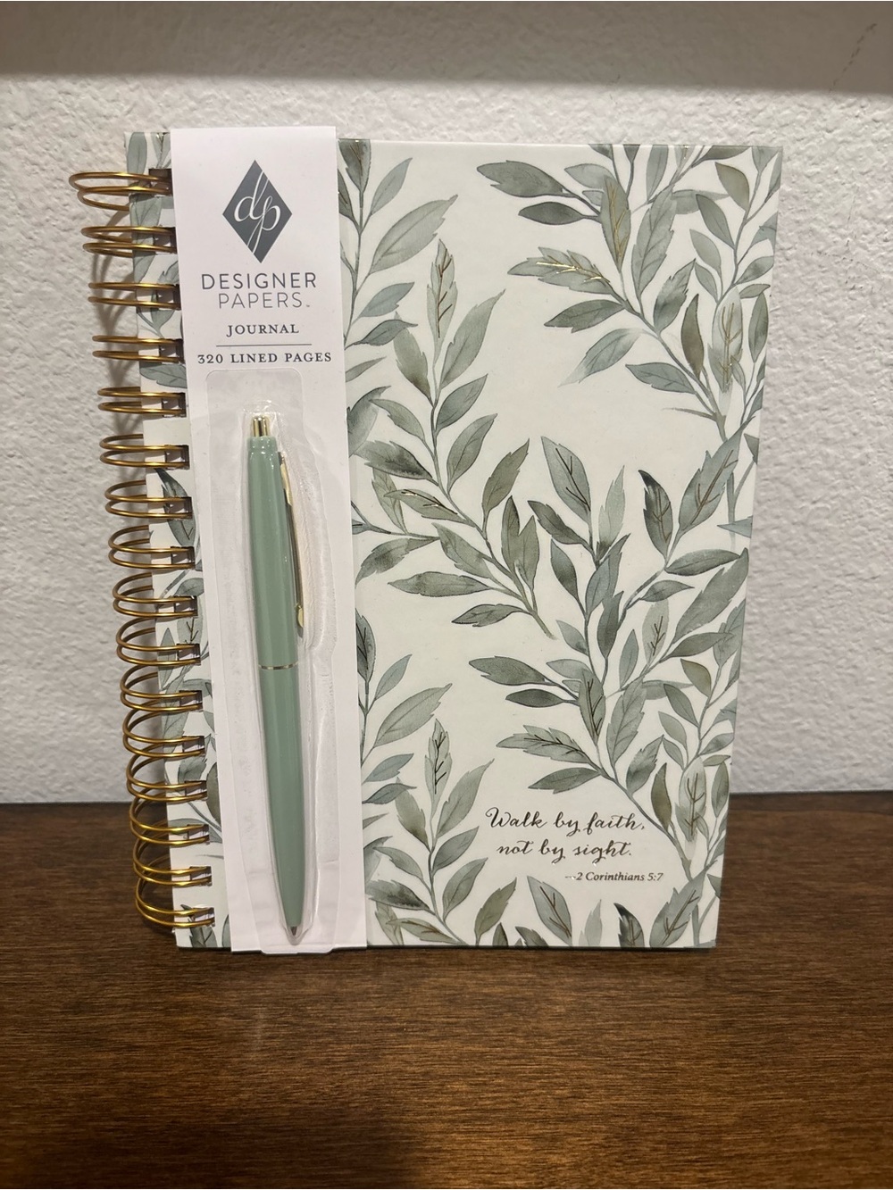 Green Botanical Spiral Journal with Pen βWalk by Faith not by Sightβ